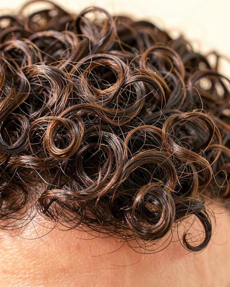 Curly men's hair texture close-up